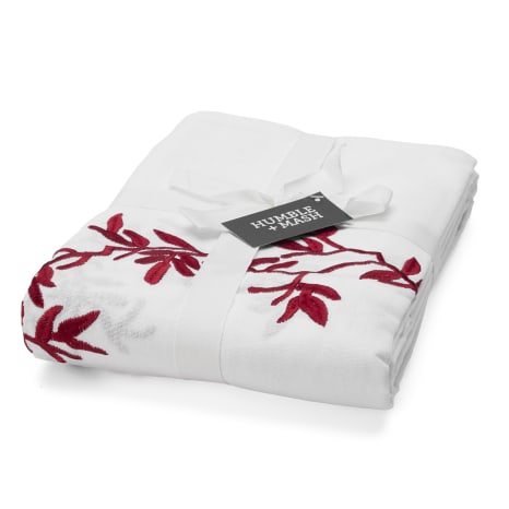 Image of Humble & Mash Harvest Embroidered Red Tablecloth