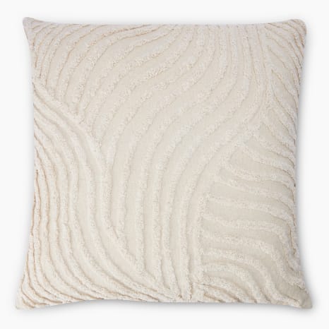 Image of Thread Office Natural Wave Embroidered Scatter Cushion with Feather Blend Inner, 60cm x 60cm