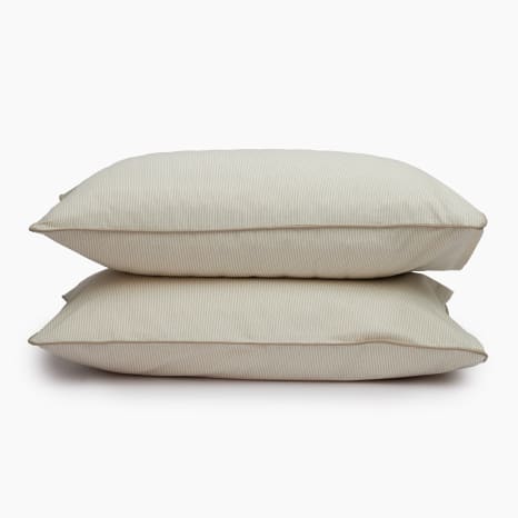 Image of Thread Office Stone Yarn Dye Pinstripe with Piping Pillowcases, Set of 2