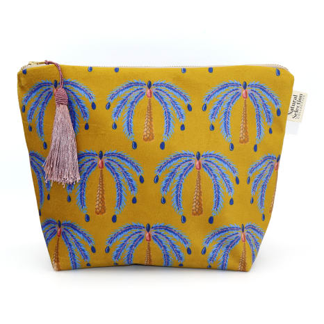Image of Natural Selection Collective Ochre Palms Velvet Make-Up Bag, 30cm x 22cm