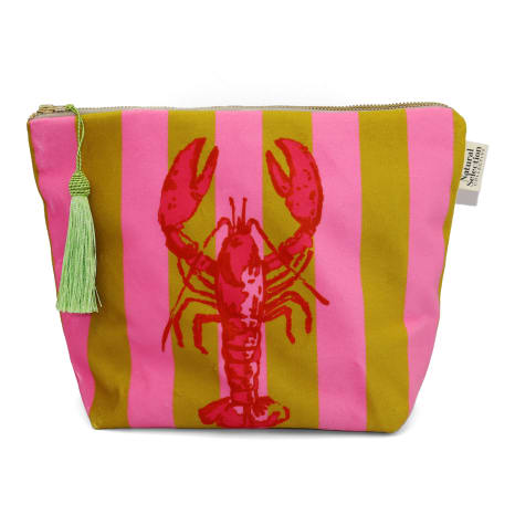 Image of Natural Selection Collective Boulders Lobster Velvet Make-Up Bag, 30cm x 22cm