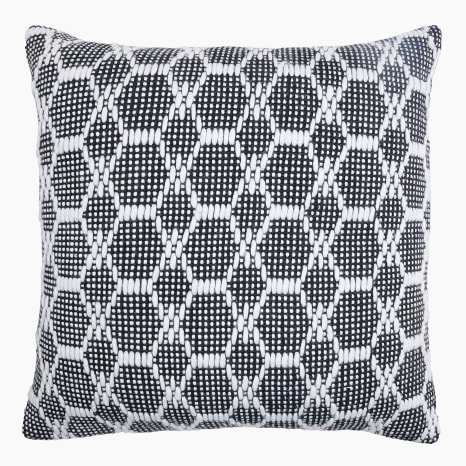 Image of Thread Office Monochrome Woven Honeycomb Scatter Cushion Cover with Feather Blend Inner, 60cm x 60cm