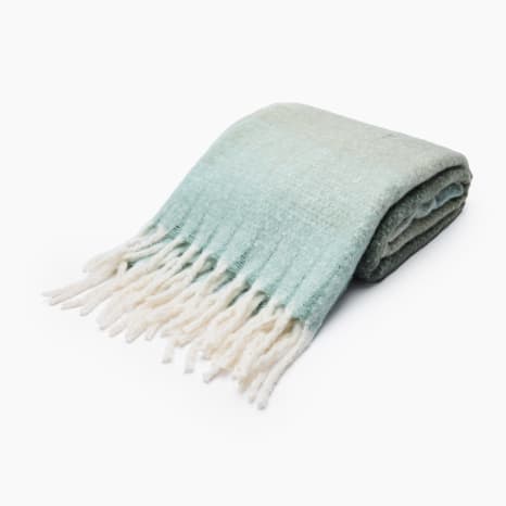 Image of Thread Office Faux Mohair Ombre Green Throw, 140cm x 180cm