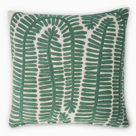 Image of Thread Office Fern Embroidery Scatter Cushion with Feather Blend Inner, 50cm x 50cm
