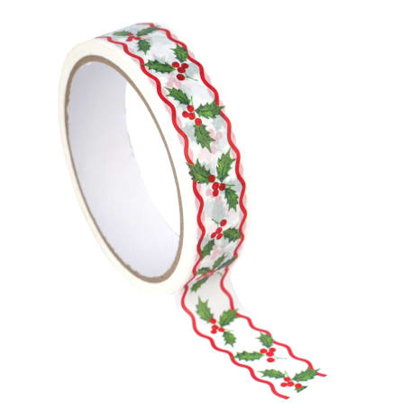 Image of Talking Tables Botanical Holly Paper Gift Tape, 20m