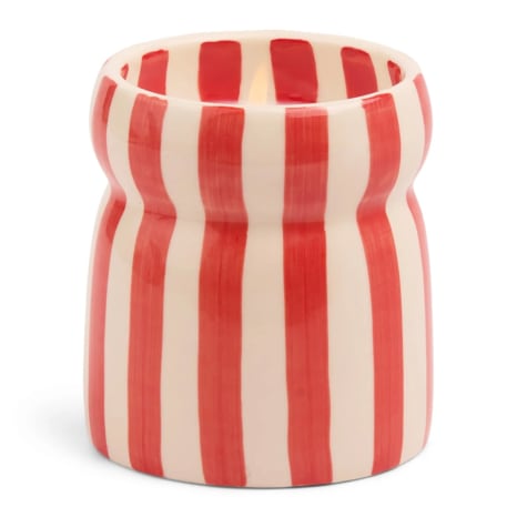 Image of Paddywax Cabana Hibiscus Bay Striped Ceramic Scented Candle, 184g