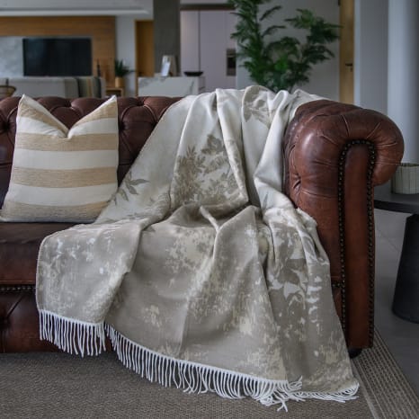 Image of Aranda Cobblestone Bone Bella Vita Dappled Leaves Throw, 150cm x 200cm