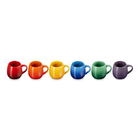 Image of Le Creuset Rainbow Collection Coupe Mugs, Set of 6