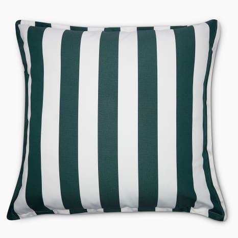 Image of Thread Office Green Listado Stripe Outdoor Scatter Cushion with Feather Blend Inner, 60cm x 60cm