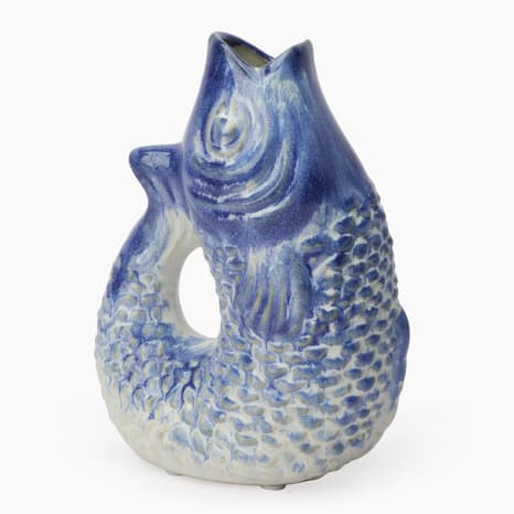 Image of Thread Office Ceramic Blue Fish Bud Vase, 21.5cm