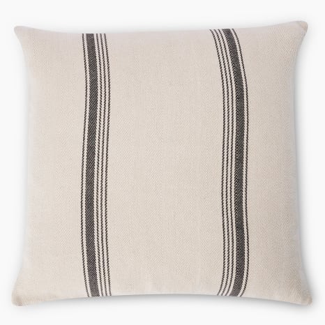 Image of Thread Office Black Yarn Dye Herringbone Stripe Scatter Cushion with Feather Blend Inner, 60cm x 60cm