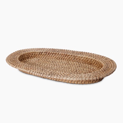Image of Thread Office Rattan Oval Decorative Tray