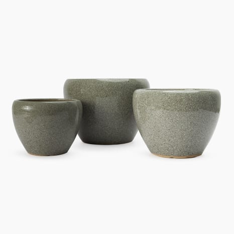Image of Thread Office Sand Reactive Glaze Belly Planters, Set of 3