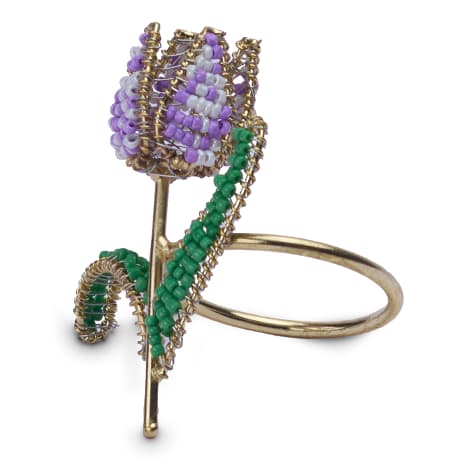 Image of Humble & Mash Multi-Beaded Flower Napkin Rings, Set of 4