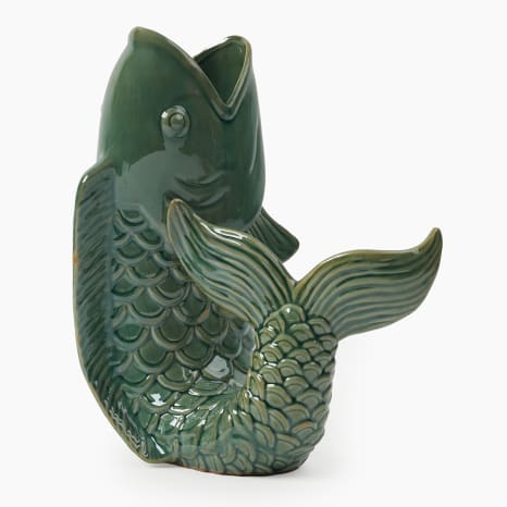 Image of Humble & Mash Large Teal Ceramic Fish Vase