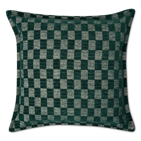 Image of Humble & Mash Step Check Green Jacquard Chenille Scatter Cushion Cover, 60cm x 60cm