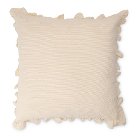 Image of Humble & Mash Sunwashed Yellow Pinstripe Seersucker Bedroom Scatter Cushion with Feather Blend Inner, 60cm x 60cm