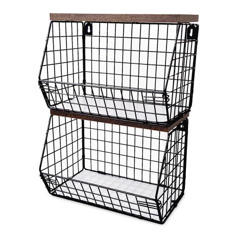 Image of Trendz Of Today Stackable Metal & Wooden Baskets, Set of 2