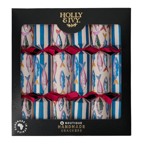 Image of Holly & Ivy Boutique Fish and Stripe Crackers, Pack of 6