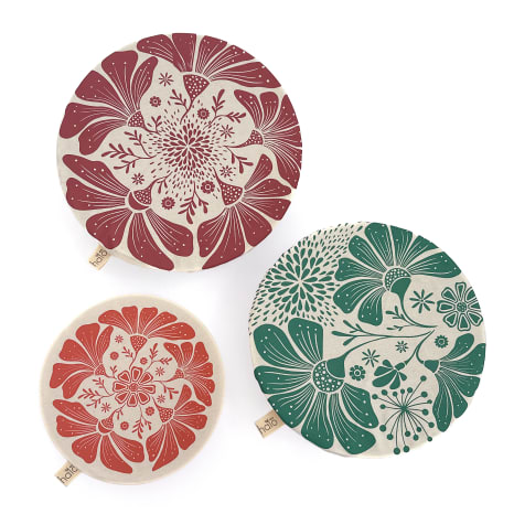 Image of Halo Dish Covers Large Retrobloom Print Dish and Bowl Covers, Set of 3