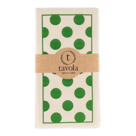 Image of Tavola Green Polka Dot Slim Biodegradable Paper Napkins, Pack of 24