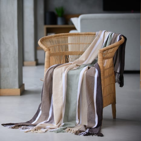 Image of Aranda Protea Pinstripe Sunset Throw, 150cm x 200cm