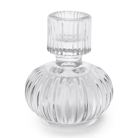 Image of Thread Office Round Ribbed Clear Glass Dinner Candle Holder