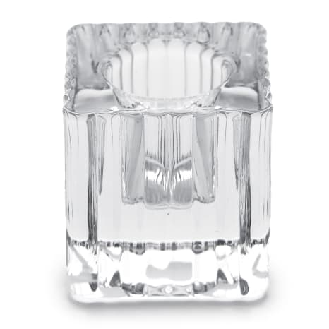 Image of Thread Office Square Ribbed Clear Glass Dinner Candle Holder