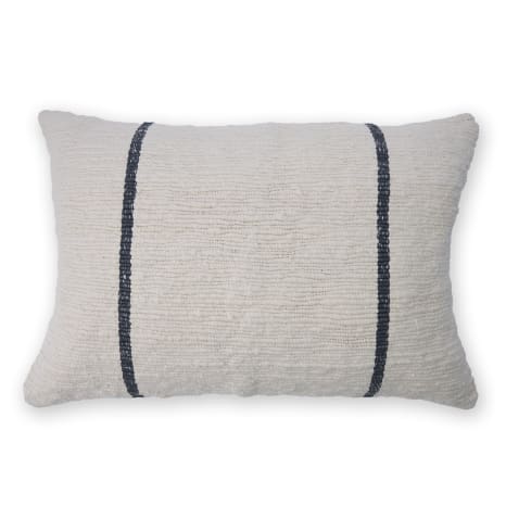 Image of Thread Office Cotton Slub Black Track Stripe Scatter Cushion with Feather Blend Inner, 40cm x 60cm