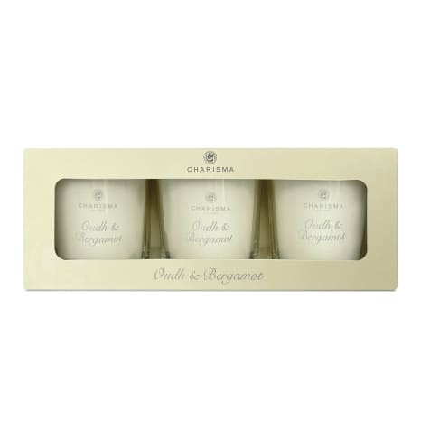 Image of Charisma Candles Oudh & Bergamot Classic Luxury Scented Candles, Set of 3