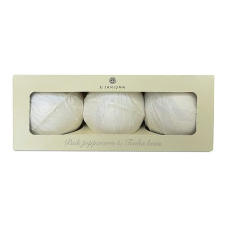 Image of Charisma Candles Pink Peppercorn & Tonka Bean Classic Luxury Scented Bath Bombs, Set of 3