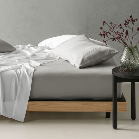 Image of Linen House Elka Bamboo Silver Fitted Sheet, 500 Thread Count