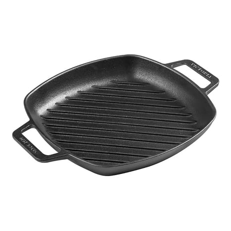 Image of Victoria Enamelled Cast Iron Square Grill Pan with Helper Handles, 26cm
