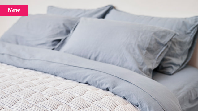 Smokey Blue 100% Washed Cotton & Quilt