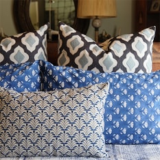 India Ink Blue Lotus Pillowcases, Set of 2