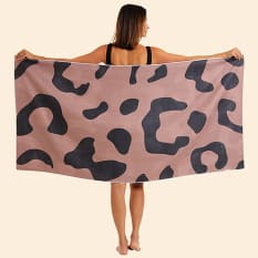 Saltii Neutral Animal Roses Reversible Waffle Beach Towel, 80cm x 160cm