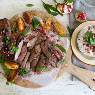 Lamb with harissa & pomegranate dressing