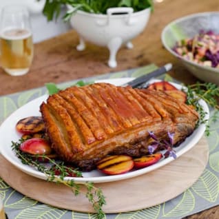 Slow roasted pork belly with crispy crackling