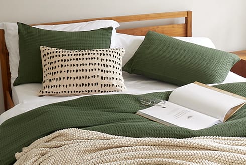 Bedding goals, achieved with our waffle weave addition