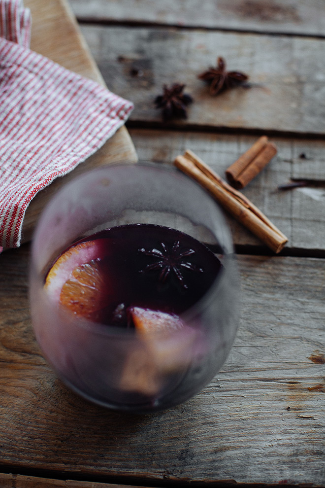Star anise and orange infused mulled wine