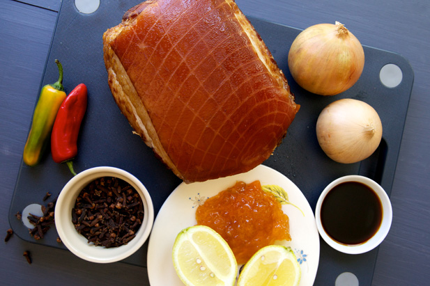 Ingredients for Christmas ham