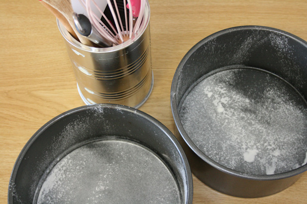 two cake tins for layered cake