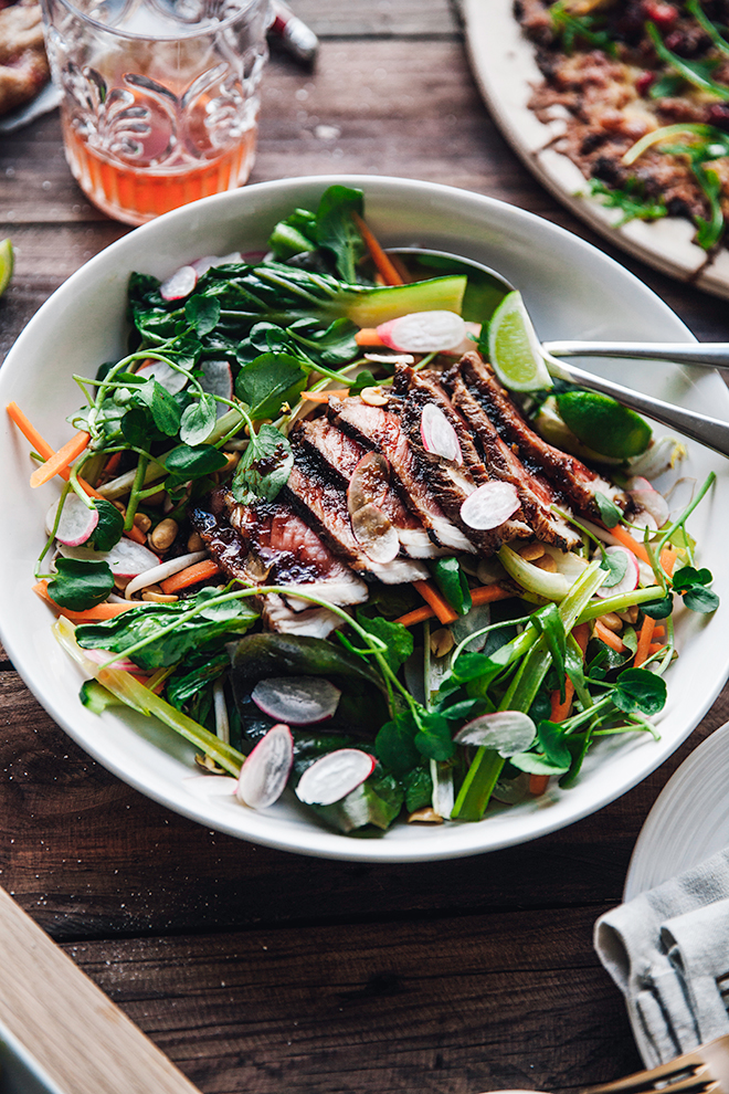 A light and summery beef teriyaki salad