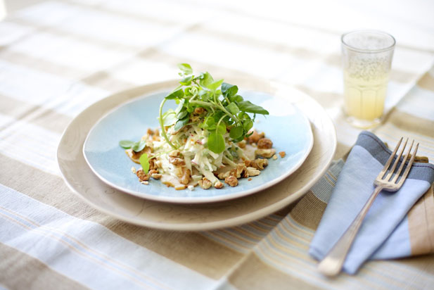A revamped waldorf salad made easily with a mandoline