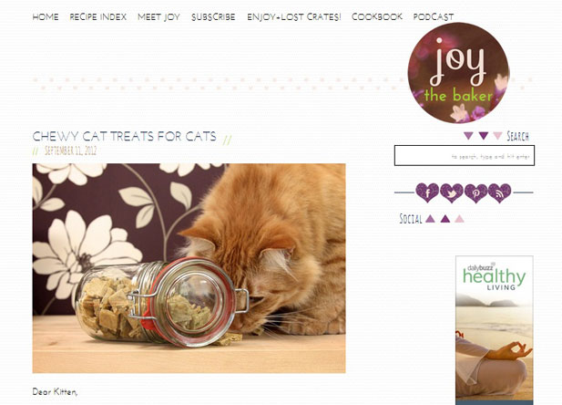 The home page image for Joy the baker's food blog