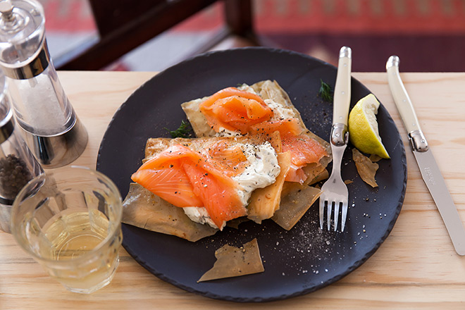 Quick And Fancy Phyllo Pastry Salmon Tarts Smoked salmon with pasta in a sauce of shallots, garlic, white wine, lemon, and cream, with toasted pine nuts and parsley. quick and fancy phyllo pastry salmon tarts