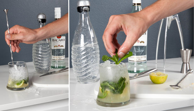 Mojito soda water and garnishing