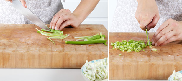 Celery prepping for the Waldorf salad