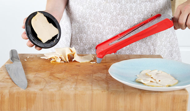 Slicing chicken with a mandoline