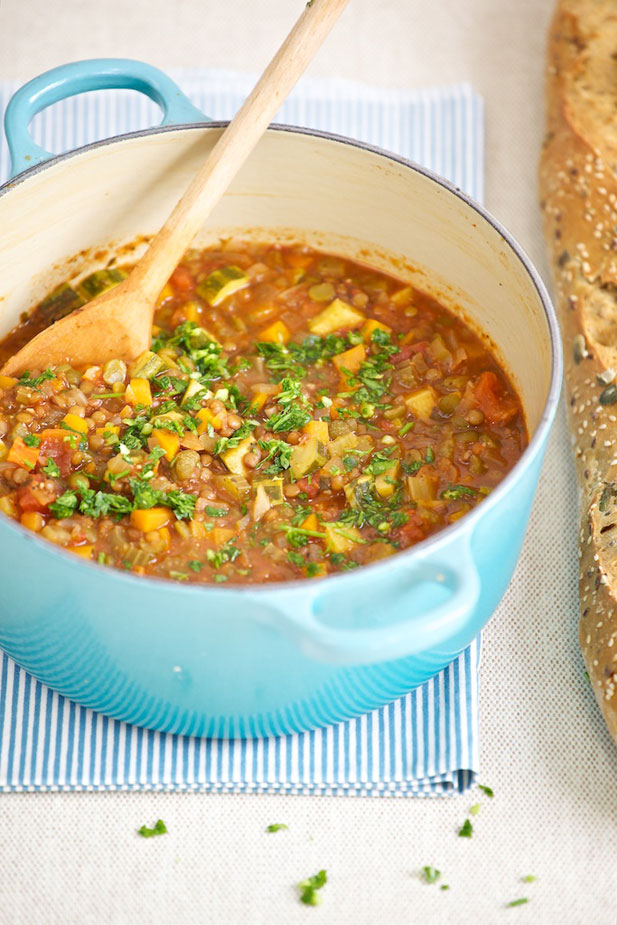 Hearty vegetable and lentil soup